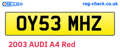 OY53MHZ are the vehicle registration plates.