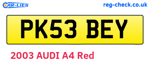 PK53BEY are the vehicle registration plates.