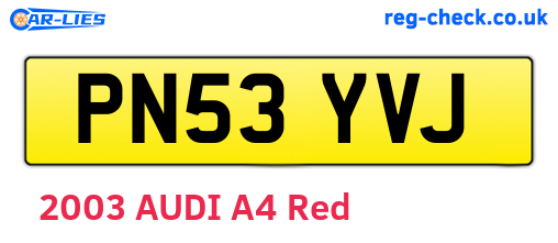 PN53YVJ are the vehicle registration plates.