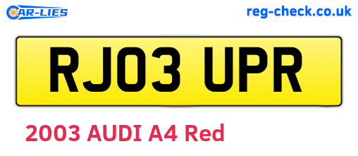 RJ03UPR are the vehicle registration plates.