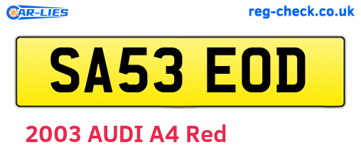 SA53EOD are the vehicle registration plates.