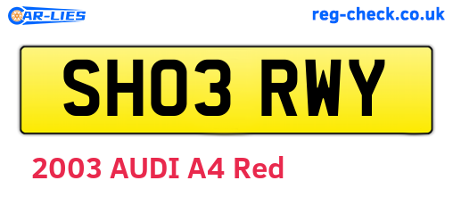 SH03RWY are the vehicle registration plates.