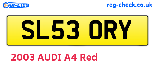 SL53ORY are the vehicle registration plates.