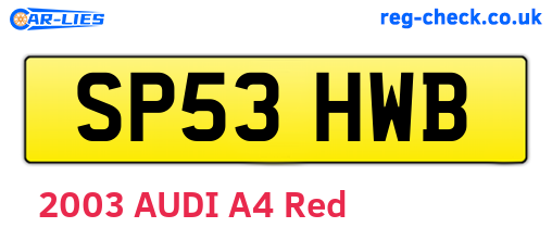 SP53HWB are the vehicle registration plates.