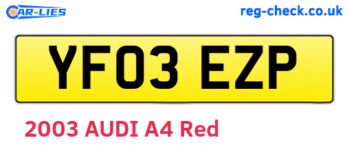 YF03EZP are the vehicle registration plates.