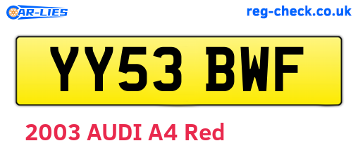 YY53BWF are the vehicle registration plates.