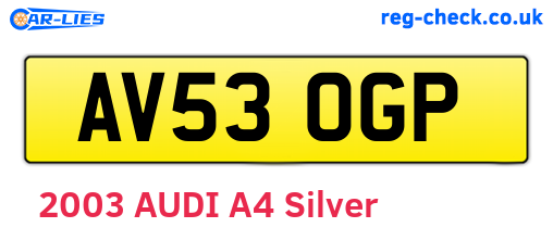 AV53OGP are the vehicle registration plates.