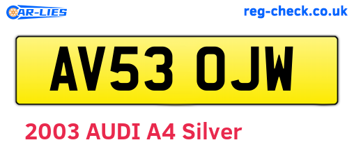 AV53OJW are the vehicle registration plates.