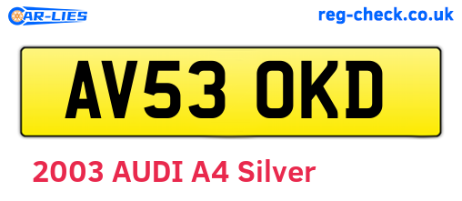 AV53OKD are the vehicle registration plates.