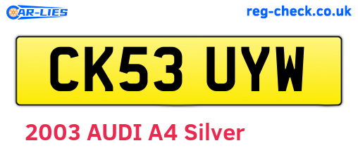 CK53UYW are the vehicle registration plates.