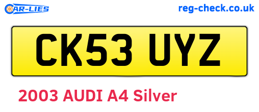 CK53UYZ are the vehicle registration plates.