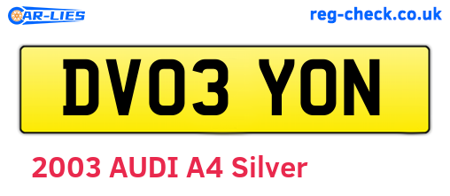 DV03YON are the vehicle registration plates.