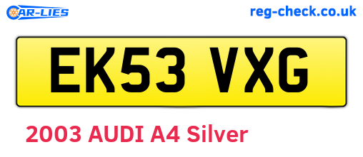 EK53VXG are the vehicle registration plates.