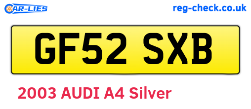GF52SXB are the vehicle registration plates.