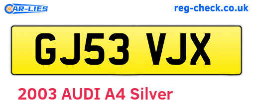 GJ53VJX are the vehicle registration plates.