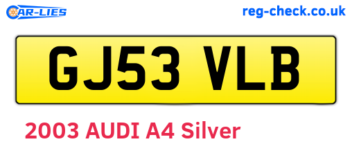GJ53VLB are the vehicle registration plates.