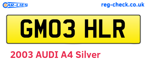 GM03HLR are the vehicle registration plates.