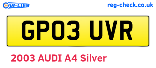 GP03UVR are the vehicle registration plates.