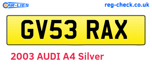 GV53RAX are the vehicle registration plates.