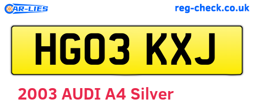 HG03KXJ are the vehicle registration plates.
