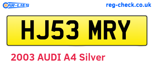 HJ53MRY are the vehicle registration plates.
