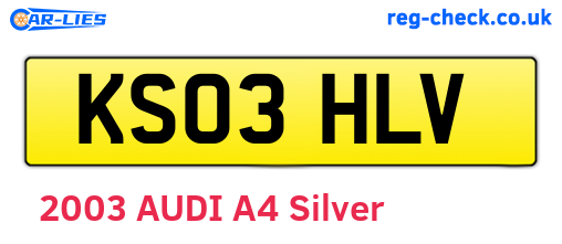 KS03HLV are the vehicle registration plates.