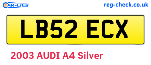 LB52ECX are the vehicle registration plates.