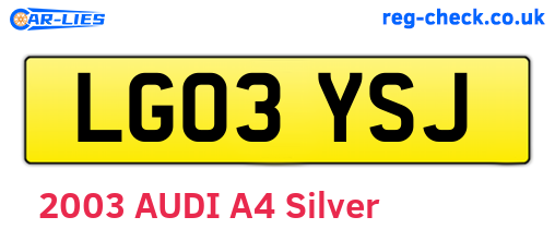 LG03YSJ are the vehicle registration plates.