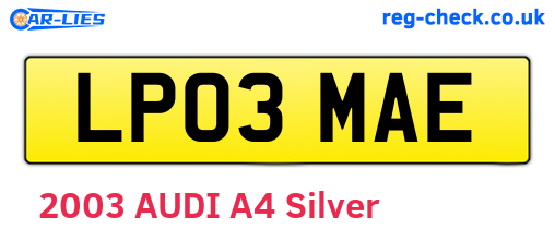 LP03MAE are the vehicle registration plates.