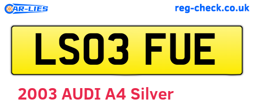 LS03FUE are the vehicle registration plates.