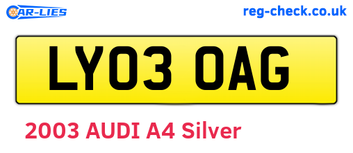 LY03OAG are the vehicle registration plates.
