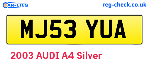 MJ53YUA are the vehicle registration plates.