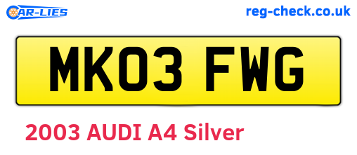 MK03FWG are the vehicle registration plates.