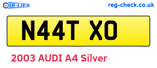 N44TXO are the vehicle registration plates.