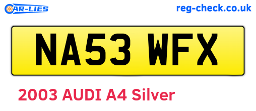NA53WFX are the vehicle registration plates.