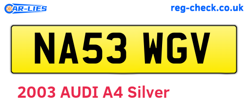 NA53WGV are the vehicle registration plates.