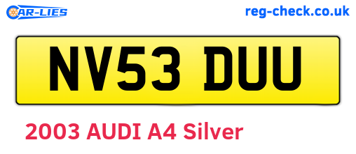 NV53DUU are the vehicle registration plates.