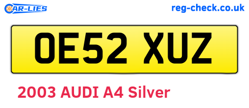 OE52XUZ are the vehicle registration plates.