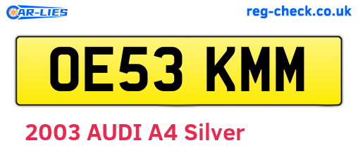 OE53KMM are the vehicle registration plates.