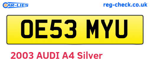 OE53MYU are the vehicle registration plates.