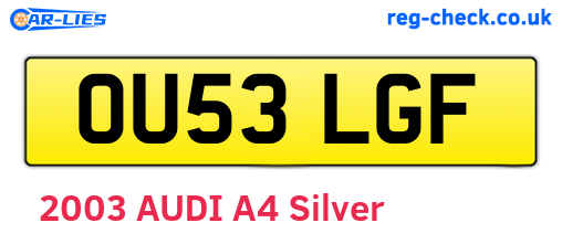 OU53LGF are the vehicle registration plates.