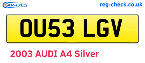 OU53LGV are the vehicle registration plates.
