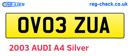 OV03ZUA are the vehicle registration plates.