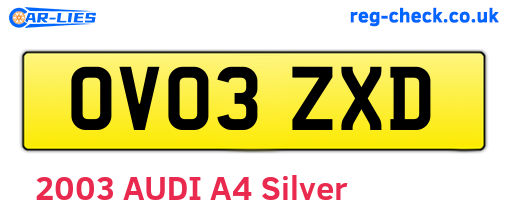 OV03ZXD are the vehicle registration plates.