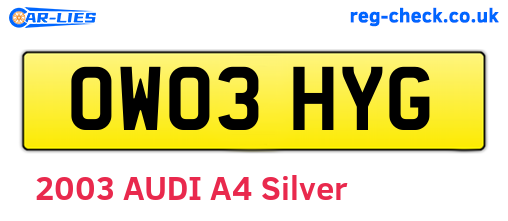 OW03HYG are the vehicle registration plates.