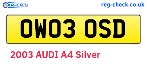 OW03OSD are the vehicle registration plates.
