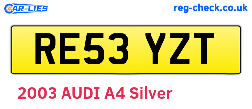 RE53YZT are the vehicle registration plates.