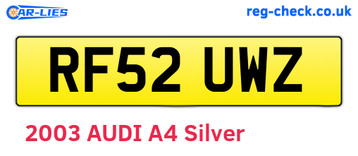 RF52UWZ are the vehicle registration plates.