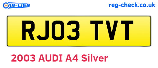 RJ03TVT are the vehicle registration plates.