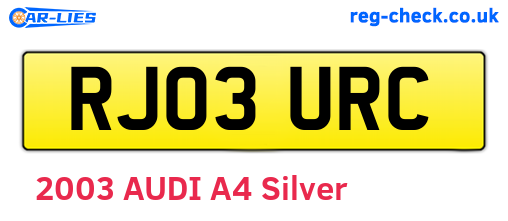 RJ03URC are the vehicle registration plates.
